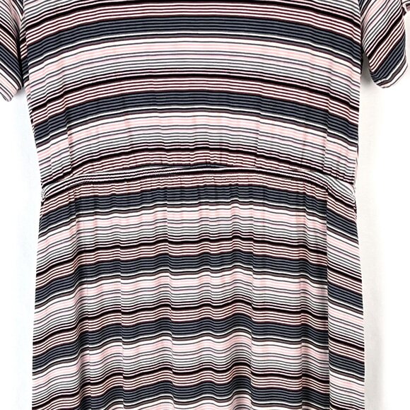 Lane Bryant Faux Wrap Maxi Dress Size 18/20 Striped Short-Sleeve Ruched VGUC - Picture 7 of 16